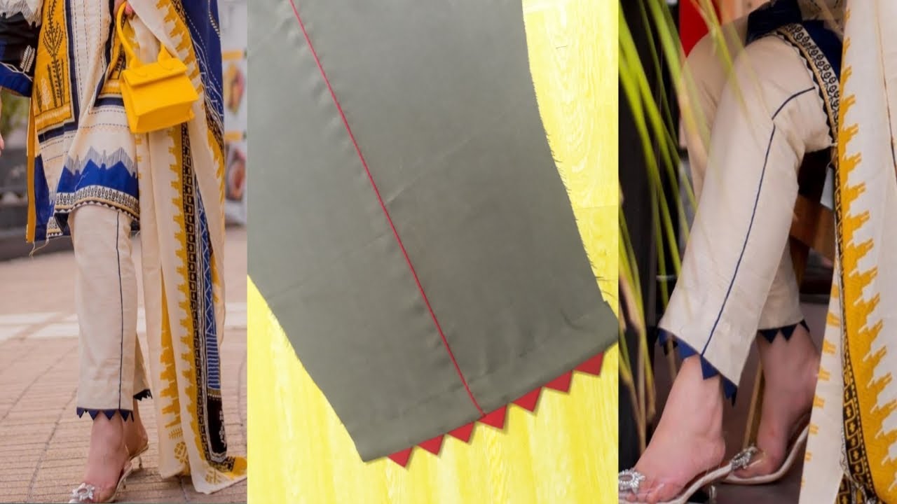 Triangle and Piping Lace Making Stylish Trouser Design Stitching by//Alisha designing