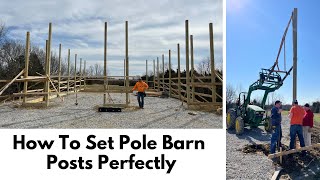 DIY Pole Barn Construction #10: Setting Posts & Pouring Concrete With John Deere 5065E