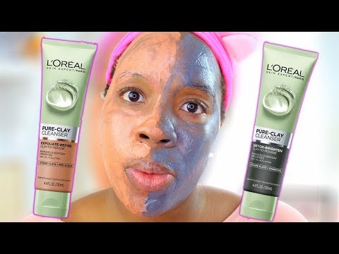 LOREAL Clay Mask! Loreal Red Algae vs. Charcoal Cleansers! Trying L&rsquo;OREAL Pure Clay Cleanser Review!