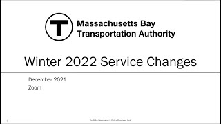 Winter Service Changes 2022 - Virtual Public Meeting | December 8, 2021