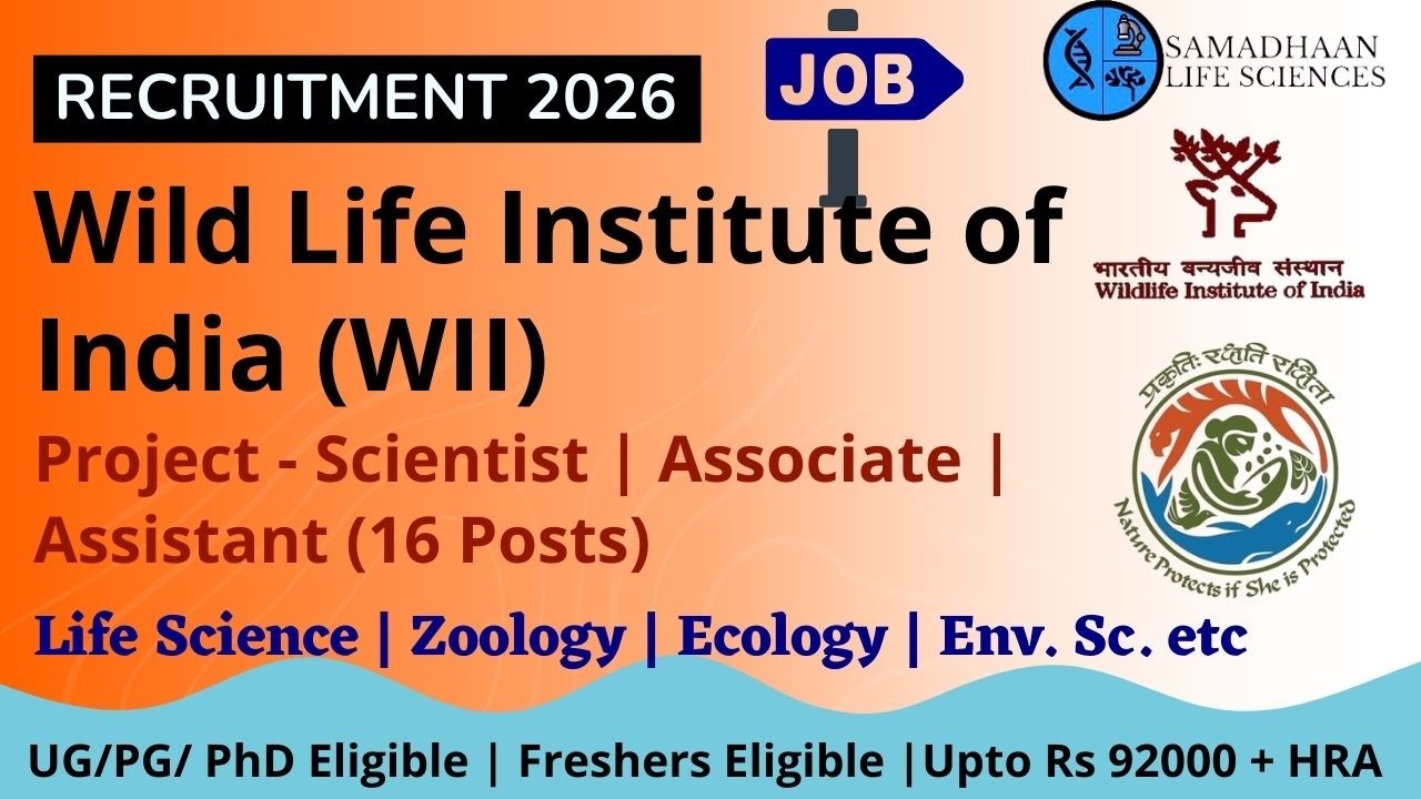 WII Recruitment 2026 | Project - Scientist/Associate/Assistant | ₹92,000 + HRA | Non NET/GATE