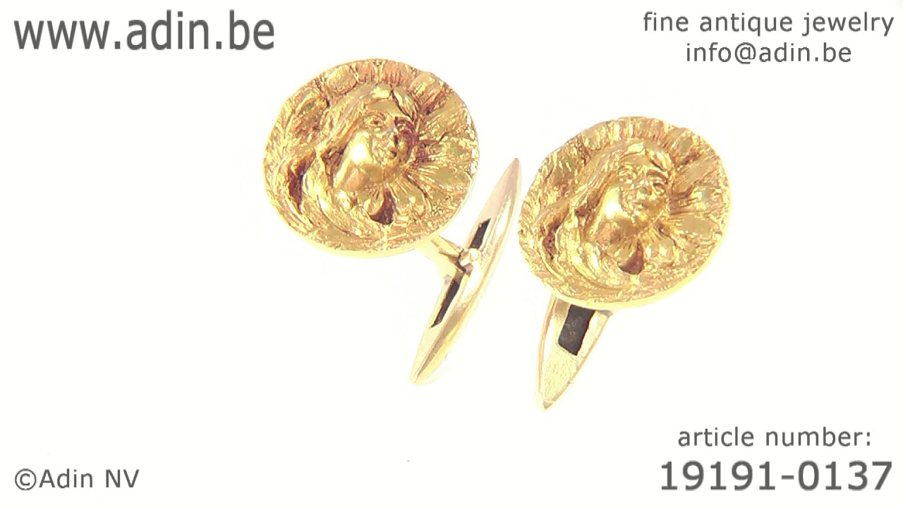 Boutons De Manchette Vintage En Or 18 Carats Potter Studio - Style Arts & Crafts, Cleveland