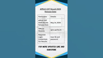 APRJC CET Result 2025 Release Date | Scorecard at aprs.apcfss.in