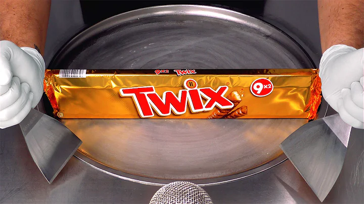 XXL TWIX Ice Cream Rolls - how to make Twix Bar to Ice Cream with Cookie, Caramel & Chocolate | ASMR