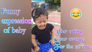 Funny expression of baby after having passion fruit for first time || Comedy reaction #shorts
