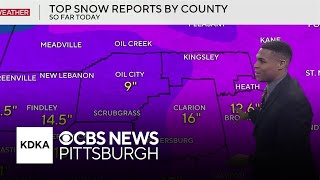 Pittsburgh area sees double-digit snow totals as winter storm blankets region
