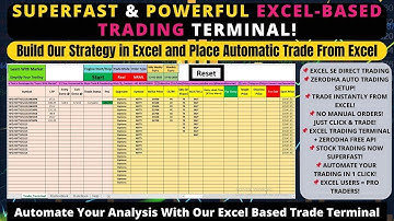 🚀Zerodha Excel Trade Terminal Updated | Build Strategy In Excel & Place Orders Directly from Excel🔥