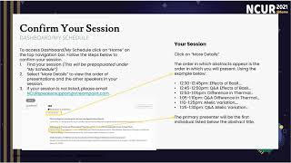 NCUR 2021: Oral Presenter Training How to Log In