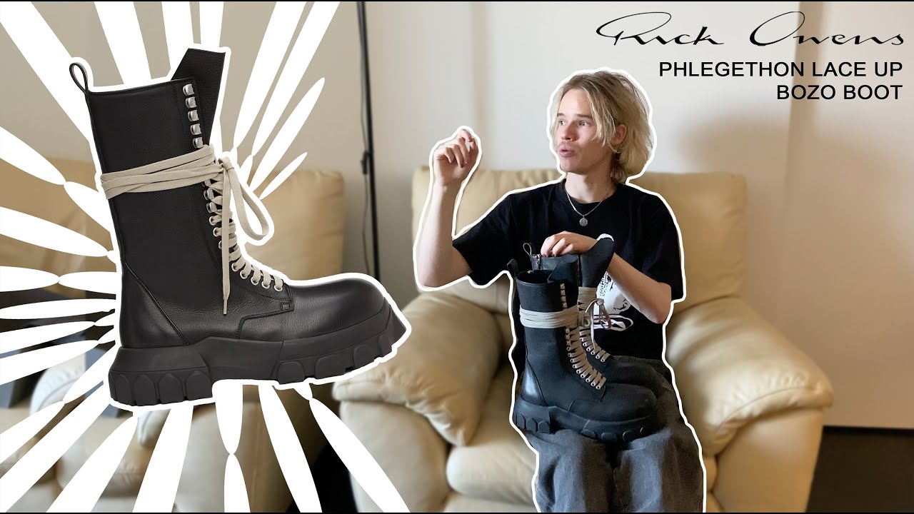 RICK OWENS PHLEGETHON LACE UP BOZO BOOT UNBOXING/REVIEW
