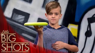 9-year-old frisbee trick shot prodigy amazes the Little Big Shots audience