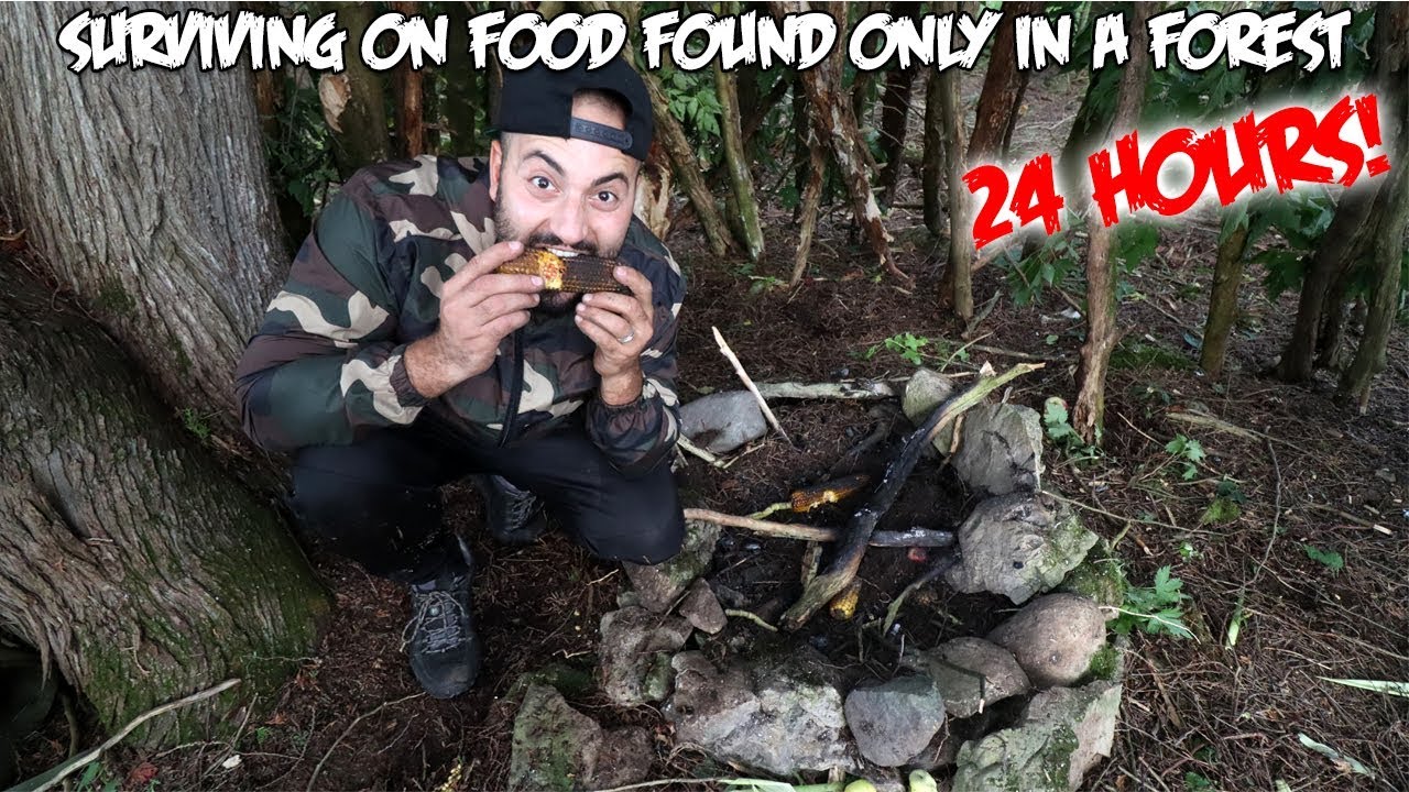 SURVIVING IN A FOREST FOR 24 HOURS! (Gone Wrong) - YouTube