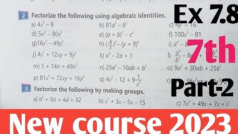 Exercise 7.8 unit 7 Algebraic Expressions class 7th Math| Ex 7.8 New course 2023 kpk and PTB| P-2