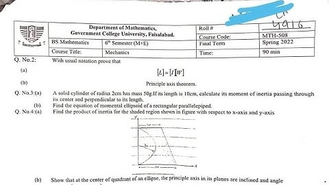 Mechanics paper solution GCUF main campus 2022 | BS Math 6th semester| MSc Math 2nd semester