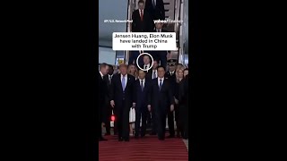 Elon Musk and Jensen Huang caught a ride on Air Force One to China. 🛬 🇨🇳