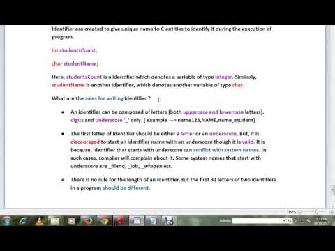 IDENTIFIERS IN C
