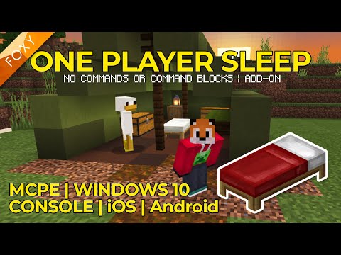 Thumbnail For MCPE ONE PLAYER SLEEP for Bedrock | No Command Blocks! | Add-on