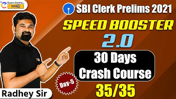 Speed Booster 2.0 |Day-5| SBI Clerk Prelims 2021 | Score 35/35 In Reasoning | Radhey Sir