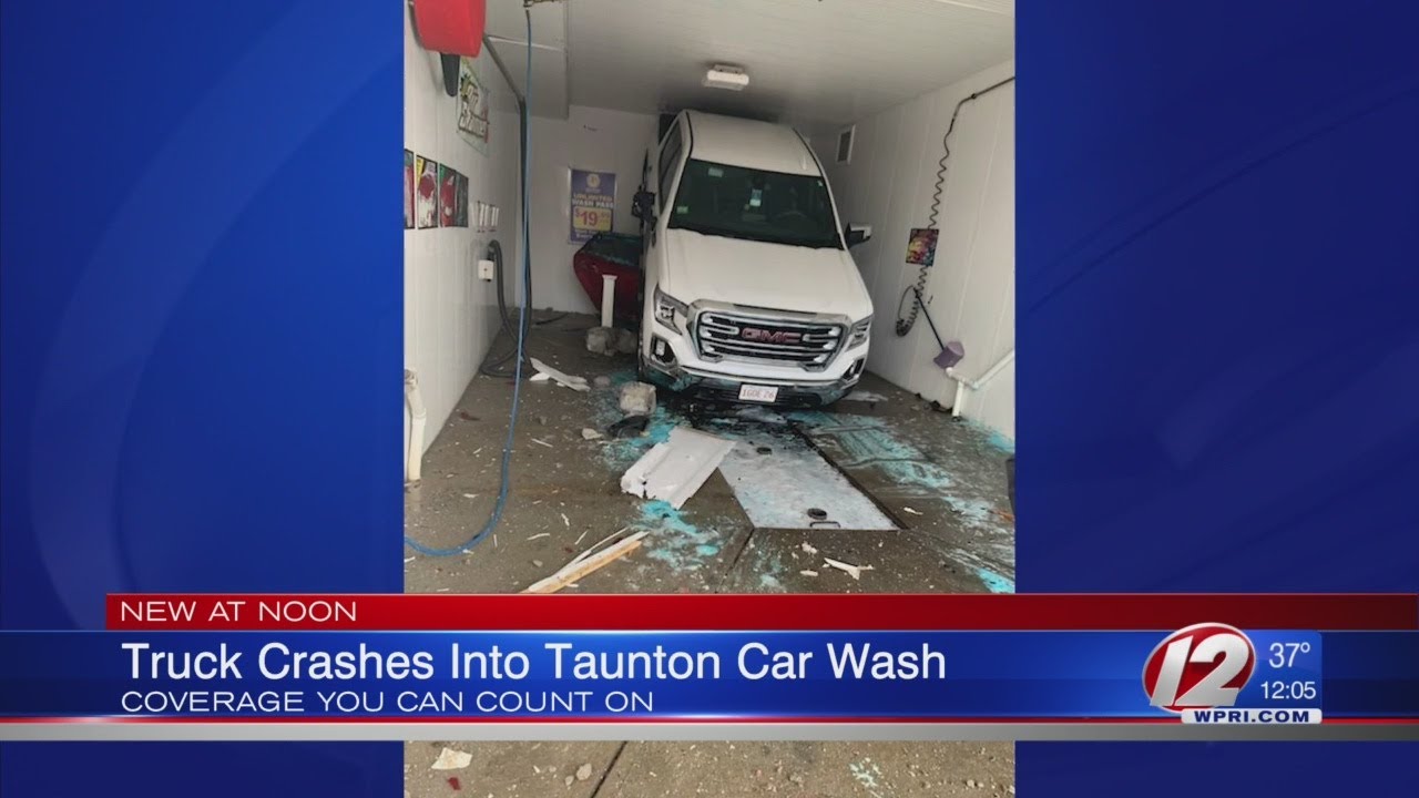 2 injured after truck crashes into Taunton Car Wash YouTube