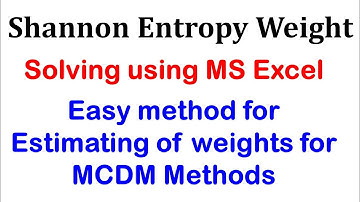 Shannon Entropy Method - Easy Method - How to Estimate Weights for MCDM problems #Entropy