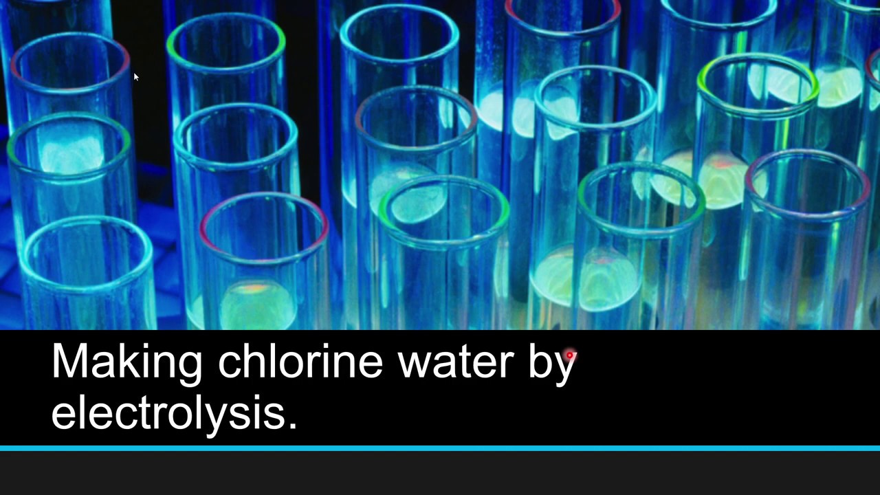 Making chlorine water by electrolysis of common salt (NaCl) solution