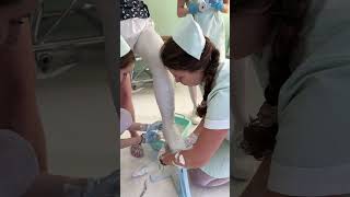 Leg Plaster Casting #slowmo #plastercast #nurses