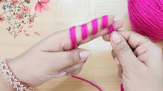 Easy woolen flower making using Finger - Embroidery flower making - diy wool flower