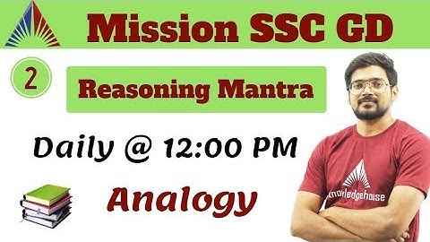 12:00 PM - Mission SSC GD Live Class 2018 - Reasoning By Pushpendra Sir | Analogy