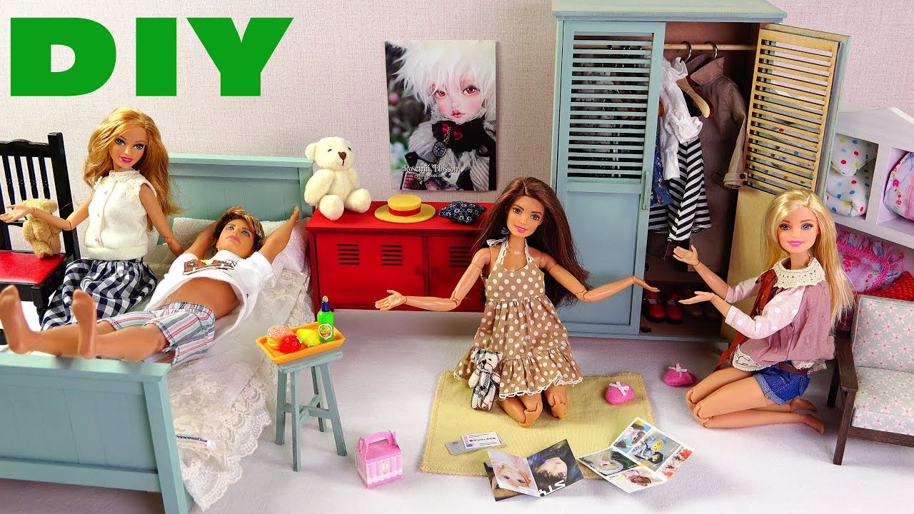 ★DIY바비 인형침대,옷장,캐비닛 만들기!!구관,육일돌용★How to make Barbie Bed Closet Cabinet ...