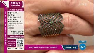 Rarities GoldPlated 1ctw Colored Diamond Art Deco Ring