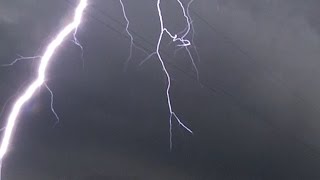 Extreme close lightning & weak tornado - Washington County, IL - Sept 9, 2016