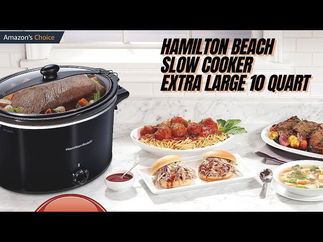 Hamilton Beach 33195 Extra-Large Stay or Go Slow Cooker, 10 Quart Capacity,  Black 