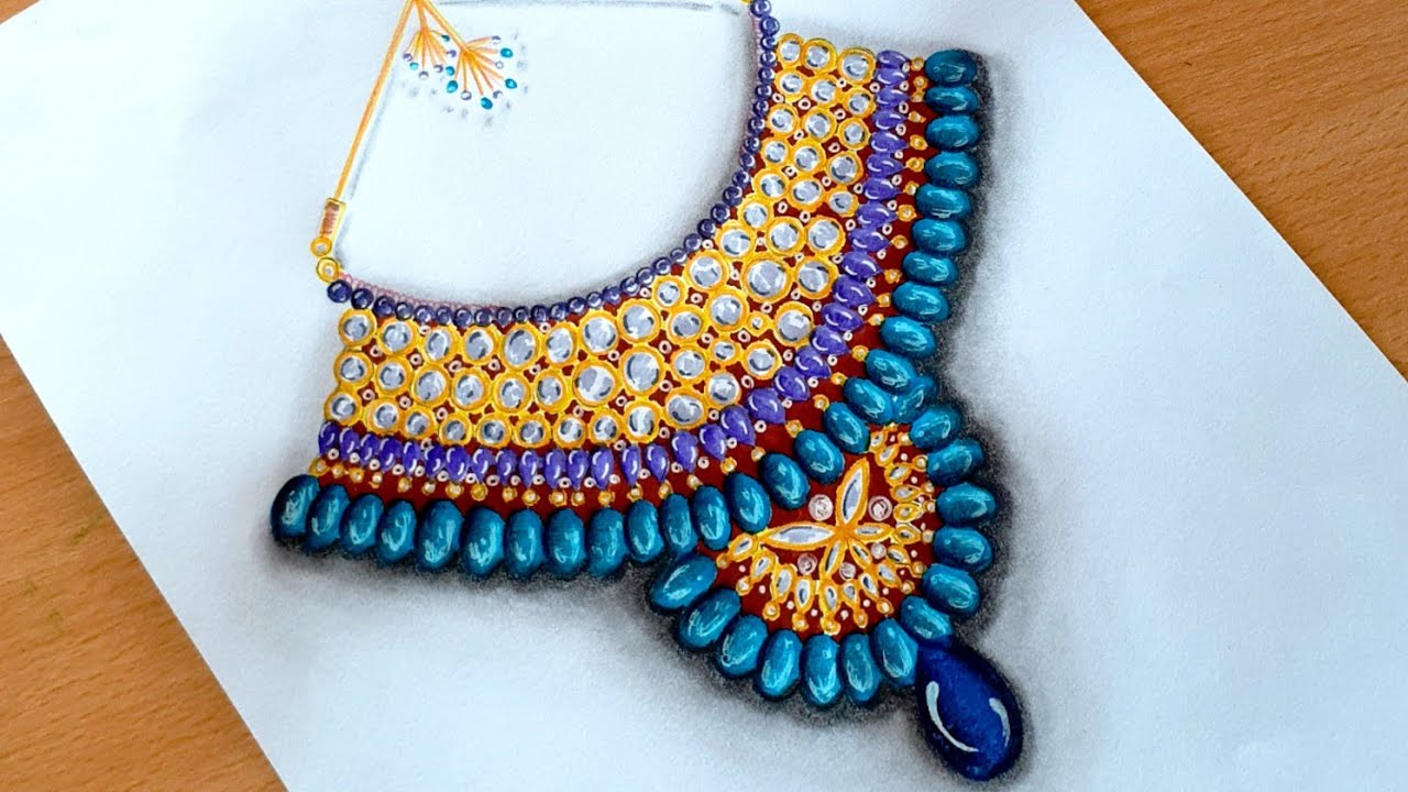 Jewelry Design Modern Art Flower Necklace. Stock Illustration -  Illustration of jewelrymodern, chain: 279684905