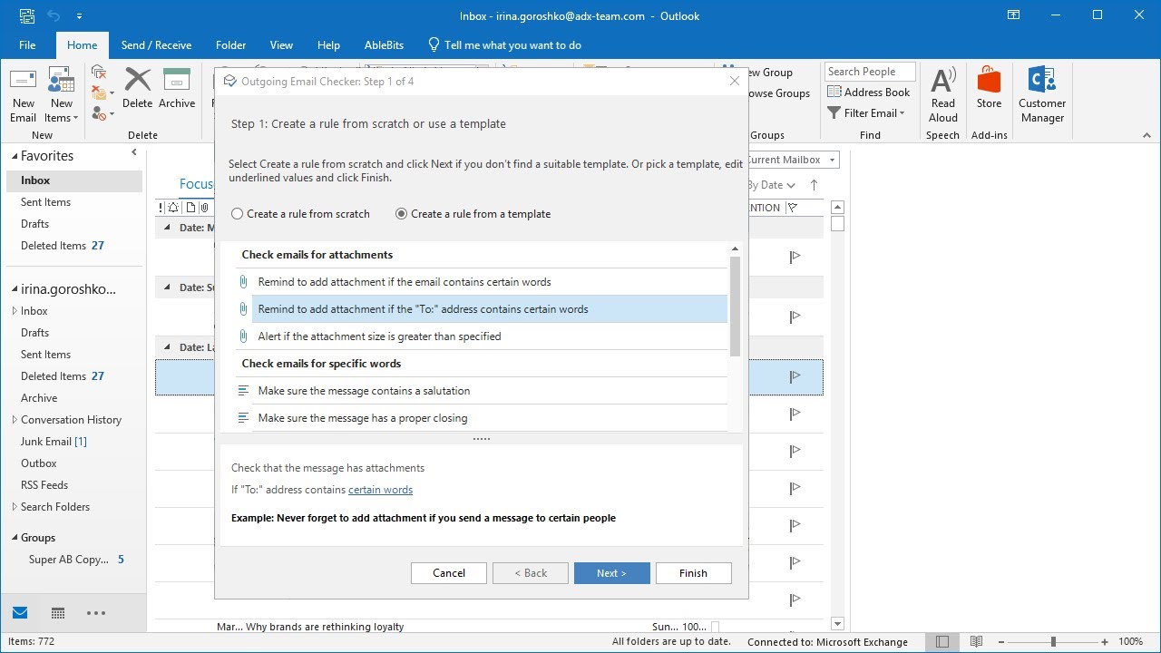 Check Outlook emails before sending them - Outgoing email checker