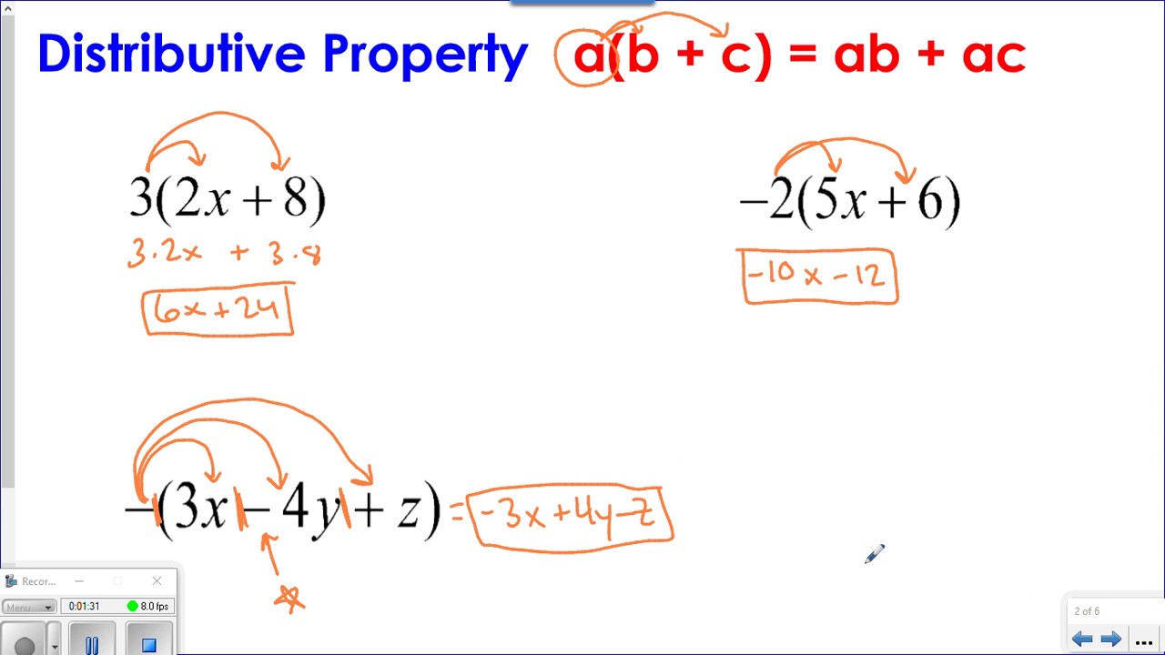 1.3 - Distributive Property & Combining Like Terms - YouTube