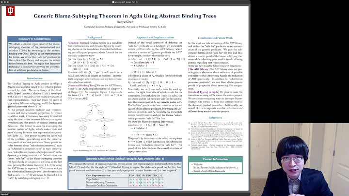 [SRC POPL'22] Tianyu Chen -- Generic Blame-Subtyping Theorem in Agda Using Abstract Binding Trees - DayDayNews