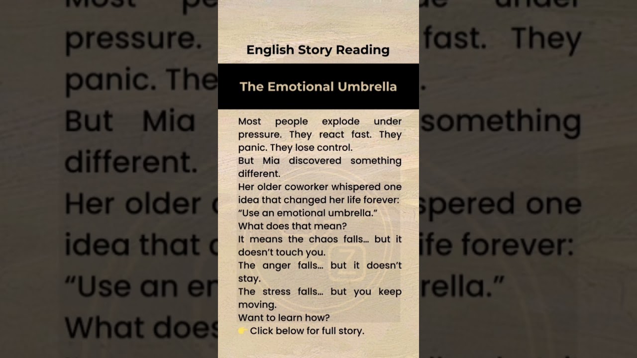 English Story 📖 The Emotional Umbrella #englishreading #englishgrammar #shorts