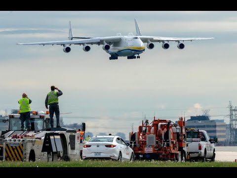 Ан-225 МРИЯ. Красивая посадка самого большого самолета в Канаде, Торонто. Видео из кабины экипажа.