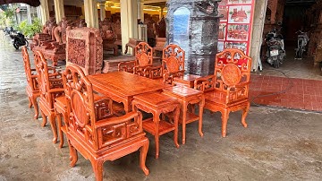 Bộ Móc Mỏ 10 món cực đẹp gỗ hương đá vân víp mẫu ghế quốc dân hàng tựa lưng đục đẹp giá tại xưởng