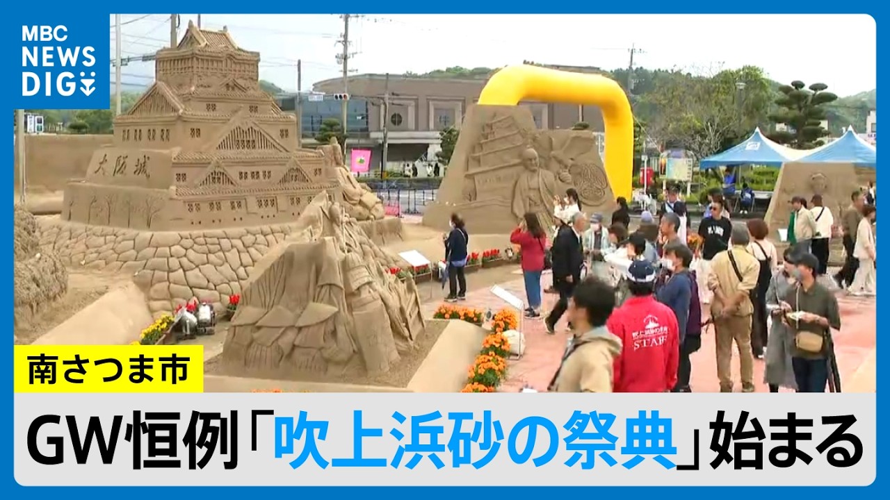 Osaka Castle and the Great Wall of China transformed into sand