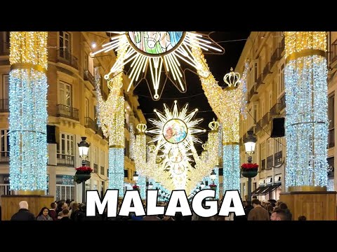 Malaga Winter Nightlife ✨ Beautiful City &amp; Christmas Lights 🎄New Year [Spain 4K] Costa del Sol