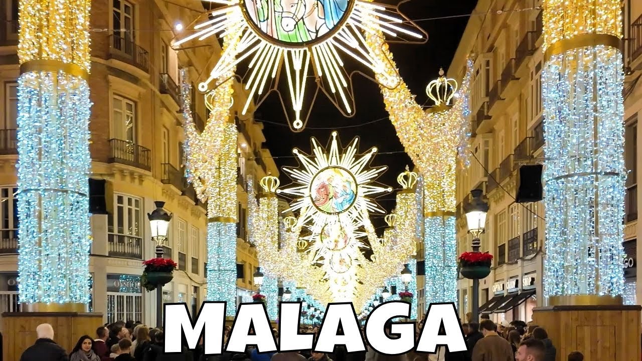 Malaga Winter Nightlife ✨ Beautiful City & Christmas Lights 🎄New Year [Spain 4K] Costa del Sol