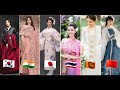 Asian traditional costumes : Korea,India,Japan,Thailand,Sri Lanka and China