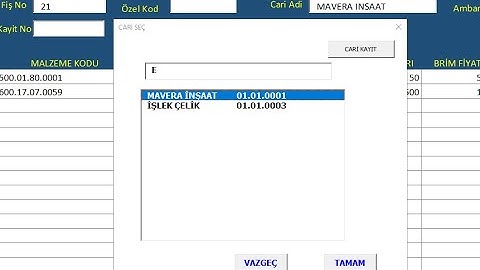 STOK PROGRAMI BÖLÜM-8 (CARİ KOD GİRİŞ)
