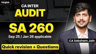 SA 260 | 4 Marks Confirmed Question | Revise and Learn | CA INTER AUDIT|