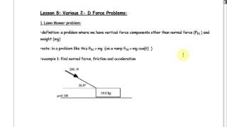 Physics 12 U2L8 Various 2D Force Problems