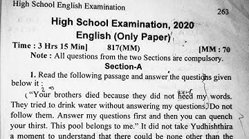 Up Board 2020 10th Class English Unsolved Paper Set-817(MM) Section-A