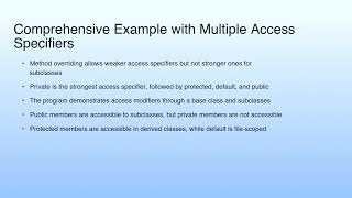 Comprehensive Example with Multiple Access Specifiers | Lecture 16: Demonstration-VII
