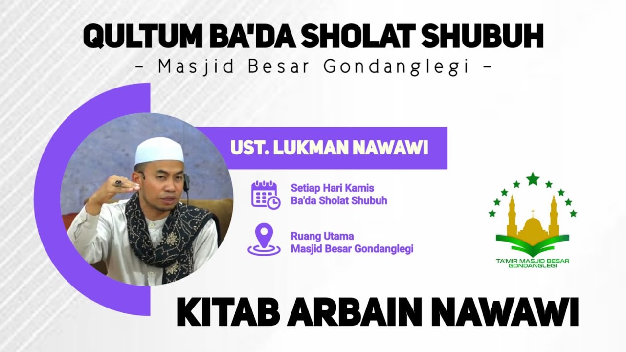 LIVE Qultum Hari Kamis 26/02/2026 Ba'da Shalat Shubuh Oleh Ustadz Luqman Nawawi
