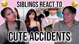 Siblings react to Cute/Funny Accidents between K-POP Girl Groups and Boy Groups😯🤣💕| REACTION