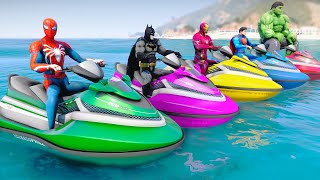 Superheroes Jet Ski Water Racing Challenge With Spiderman Batman Hulk Superman Iron Man - GTA MODS